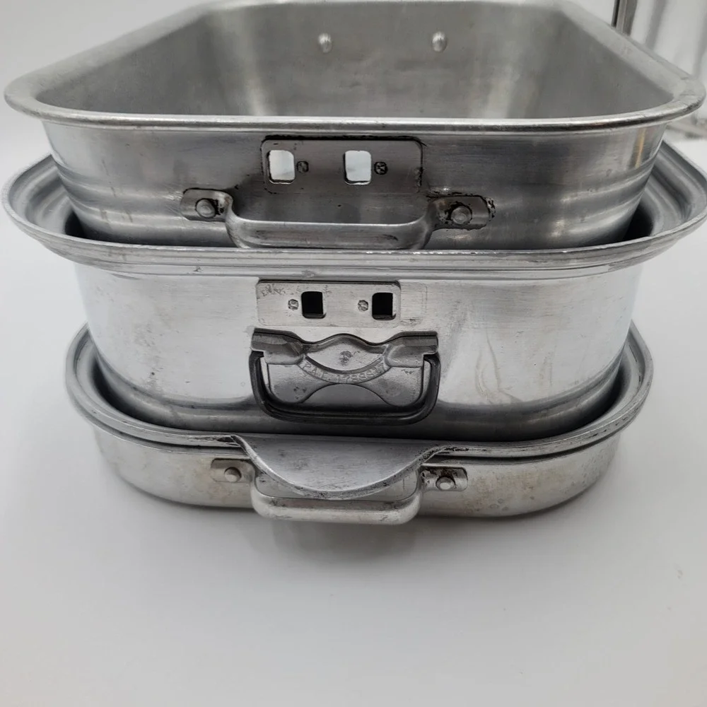 Vintage Wear-Ever Aluminum Roaster Pan Set 4pc 818 918 Turkey Broiler Trays
